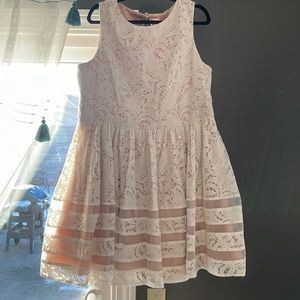 Lace cream and champagne dress